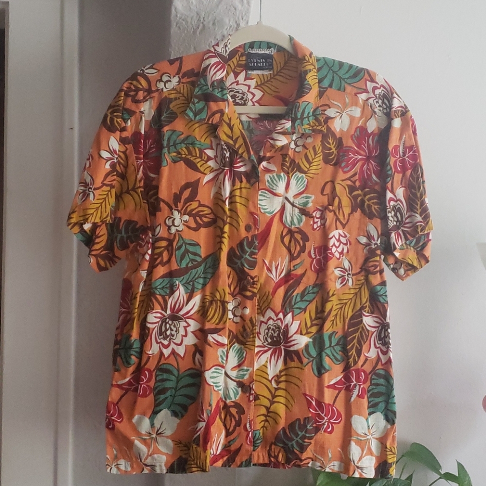 Vtg Hawaiian Button Down Shirt